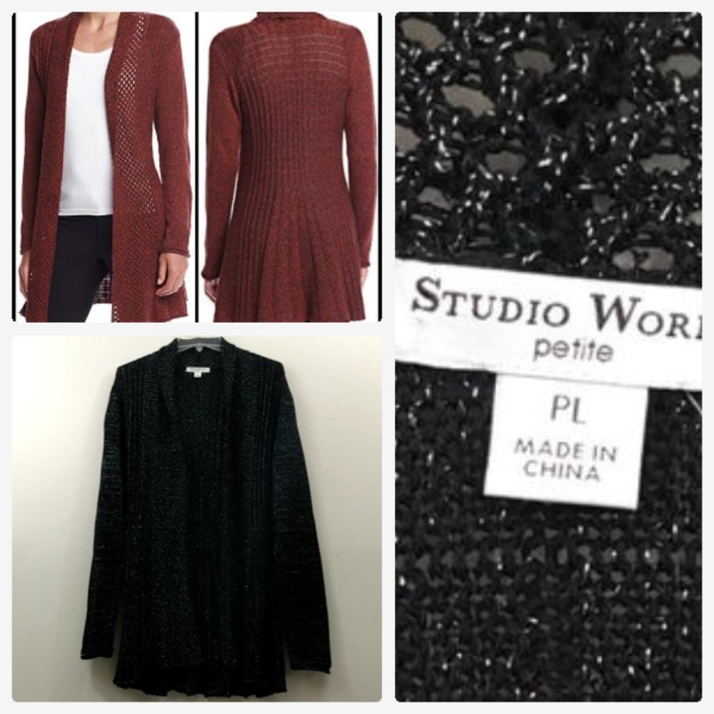 Studio Works Open  Knit Metallic Cardigan …